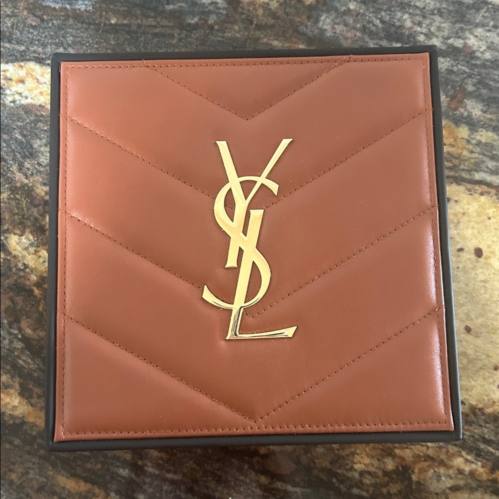 YSL Brown Leather Vanity Box with Gold Logo